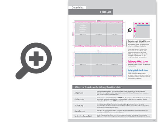 Product Bild faltblatt__gefalzt_auf_din_a5__6-seiter_(wickelfalz)__beidseitig_bedruckt_(4_4_farbig_+_2_sonderfarben_hks)