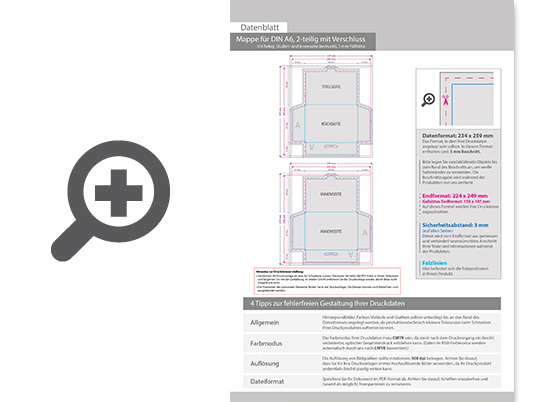 Product Bild mappe_f__r_din_a6__2-teilig_mit_verschluss__4_4_farbig_(au__en-_und_innenseite_bedruckt)